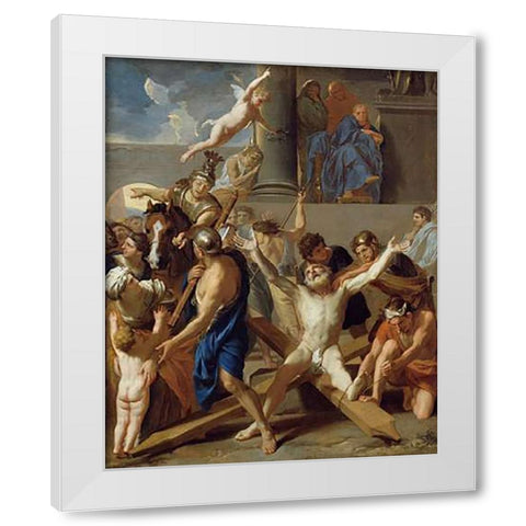 The Martyrdom of St. Andrew White Modern Wood Framed Art Print by Le Brun, Charles
