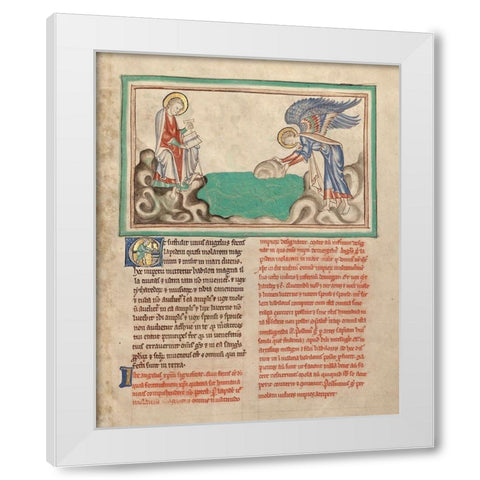 An Angel Casting a Millstone into the Sea White Modern Wood Framed Art Print by Illuminator, Unknown 13th Century