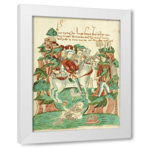 Josaphat Meeting a Blind Man and a Beggar White Modern Wood Framed Art Print by Illuminator, Unknown 15th Century German