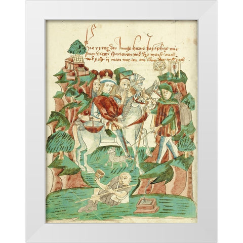 Josaphat Meeting a Blind Man and a Beggar White Modern Wood Framed Art Print by Illuminator, Unknown 15th Century German