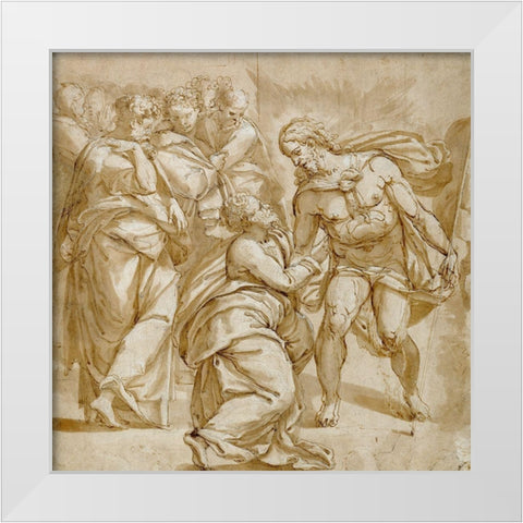 The Incredulity of Thomas White Modern Wood Framed Art Print by Tibaldi, Pellegrino