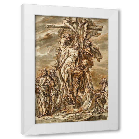 Descent from the Cross White Modern Wood Framed Art Print by Roos, Phillip