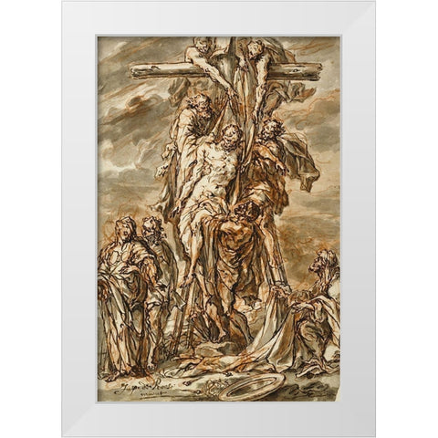 Descent from the Cross White Modern Wood Framed Art Print by Roos, Phillip