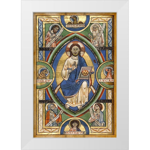 Christ in Majesty White Modern Wood Framed Art Print by Illuminator, Unknown 12th Century