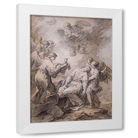 The Agony in the Garden White Modern Wood Framed Art Print by Vanloo, Carle