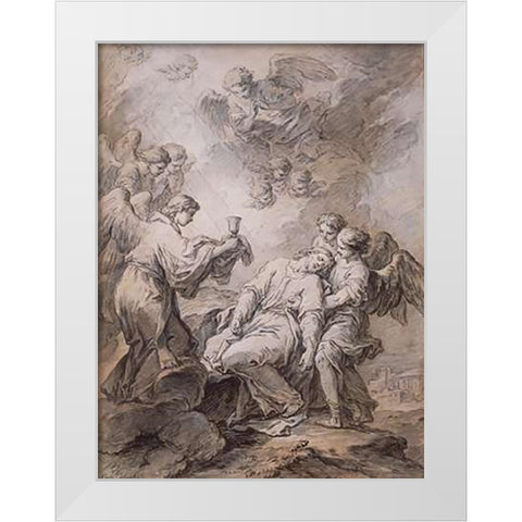 The Agony in the Garden White Modern Wood Framed Art Print by Vanloo, Carle
