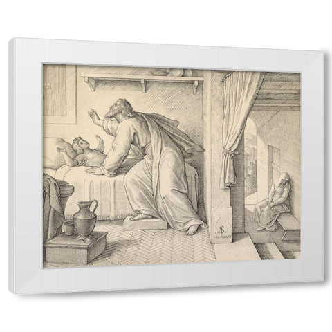 Elijah Revives the Son of the Widow of Zarephath White Modern Wood Framed Art Print by Von Carolsfeld, Julius Schnorr
