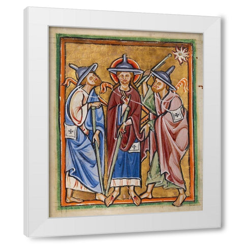 The Road to Emmaus White Modern Wood Framed Art Print by Illuminator, Unknown 12th Century English