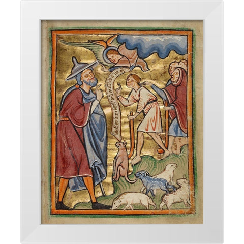 The Angel Appearing to Joachim White Modern Wood Framed Art Print by Illuminator, Unknown 12th Century English