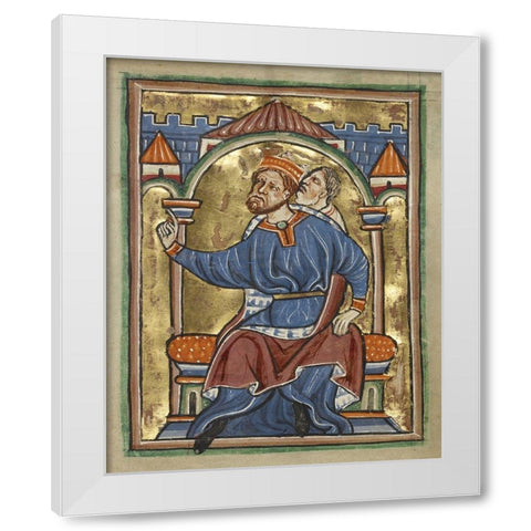Herod Enthroned White Modern Wood Framed Art Print by Illuminator, Unknown 12th Century English