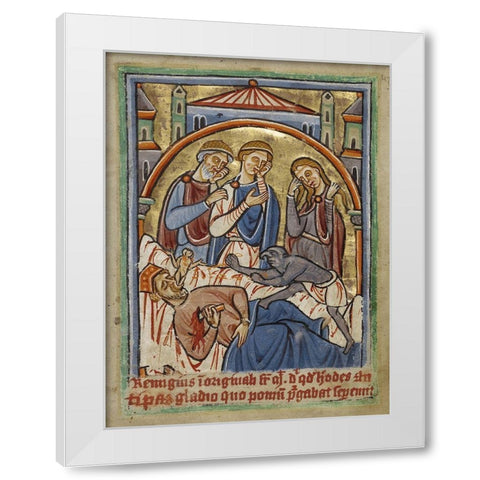 The Suicide of Herod White Modern Wood Framed Art Print by Illuminator, Unknown 12th Century English