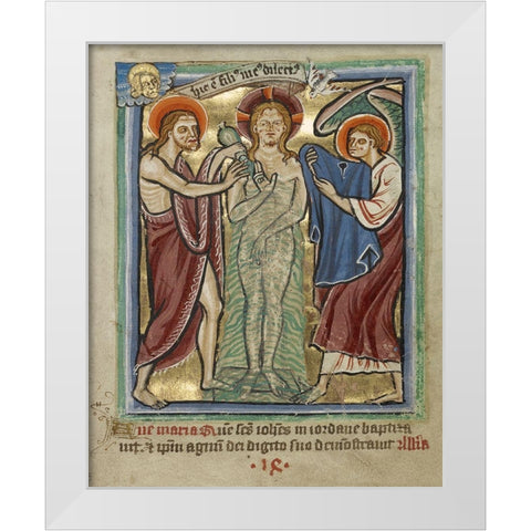 The Baptism of Christ White Modern Wood Framed Art Print by Illuminator, Unknown 12th Century English