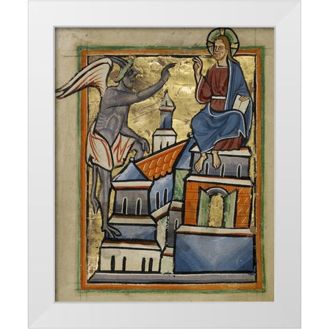 The Second Temptation White Modern Wood Framed Art Print by Illuminator, Unknown 12th Century English