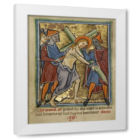 Christ Carrying the Cross White Modern Wood Framed Art Print by Illuminator, Unknown 12th Century English