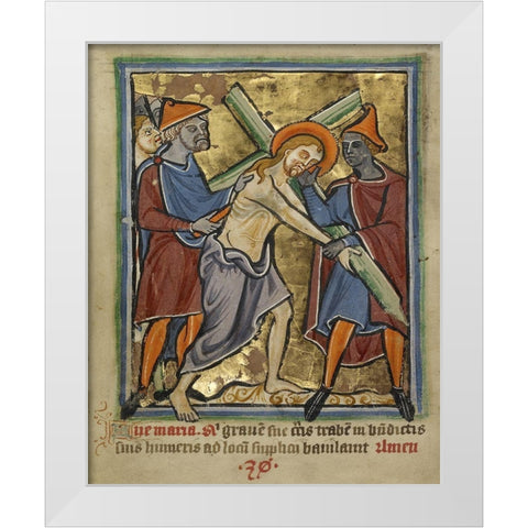 Christ Carrying the Cross White Modern Wood Framed Art Print by Illuminator, Unknown 12th Century English