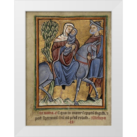 The Flight into Egypt White Modern Wood Framed Art Print by Illuminator, Unknown 12th Century English