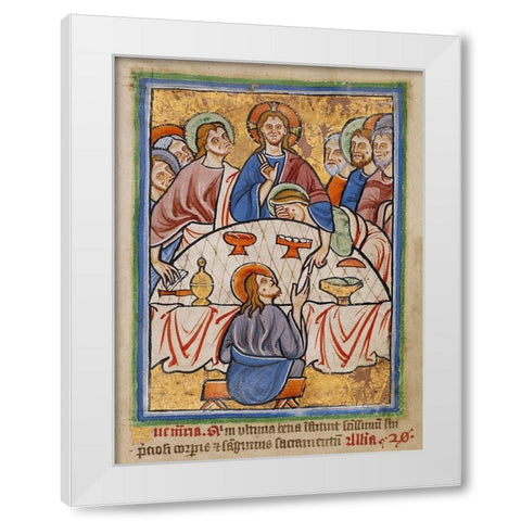 The Last Supper White Modern Wood Framed Art Print by Illuminator, Unknown 12th Century English
