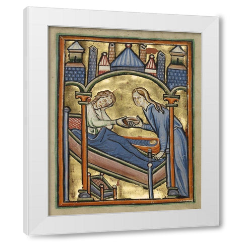The Birth of the Virgin White Modern Wood Framed Art Print by Illuminator, Unknown 12th Century English