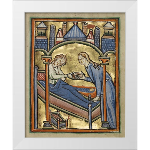 The Birth of the Virgin White Modern Wood Framed Art Print by Illuminator, Unknown 12th Century English