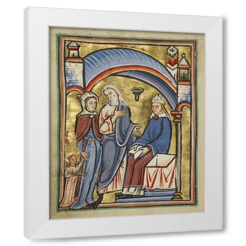 The Presentation of the Virgin in the Temple White Modern Wood Framed Art Print by Illuminator, Unknown 12th Century English