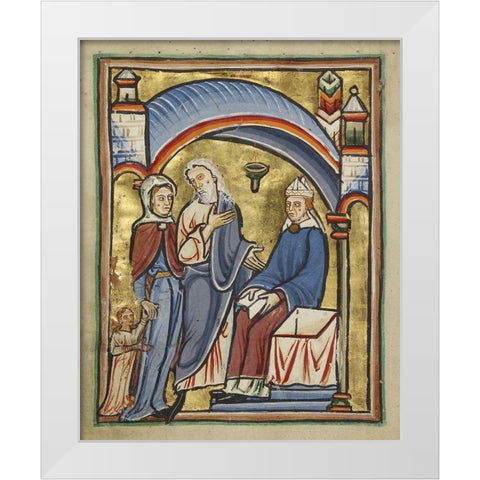 The Presentation of the Virgin in the Temple White Modern Wood Framed Art Print by Illuminator, Unknown 12th Century English