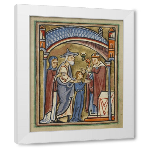 The Virgin as a Maiden in the Temple White Modern Wood Framed Art Print by Illuminator, Unknown 12th Century English