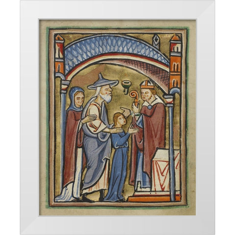 The Virgin as a Maiden in the Temple White Modern Wood Framed Art Print by Illuminator, Unknown 12th Century English