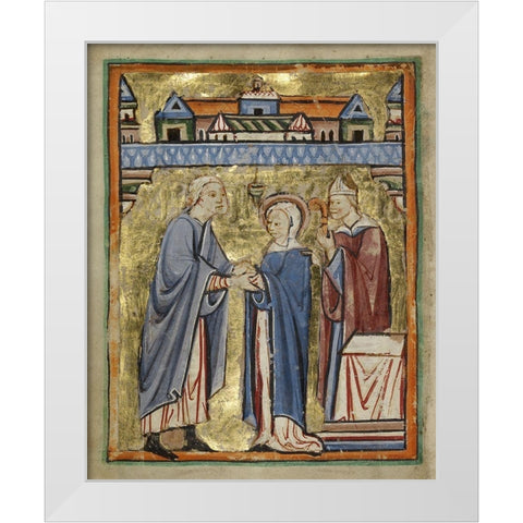 The Marriage of the Virgin White Modern Wood Framed Art Print by Illuminator, Unknown 12th Century English