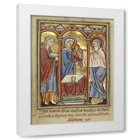 The Presentation in the Temple White Modern Wood Framed Art Print by Illuminator, Unknown 12th Century English