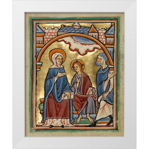 Christ Blessing His Parents White Modern Wood Framed Art Print by Illuminator, Unknown 12th Century English