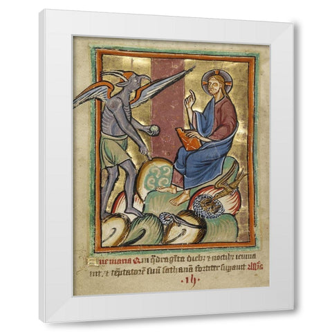The First Temptation White Modern Wood Framed Art Print by Illuminator, Unknown 12th Century English