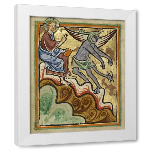 The Third Temptation White Modern Wood Framed Art Print by Illuminator, Unknown 12th Century English