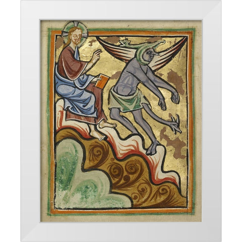 The Third Temptation White Modern Wood Framed Art Print by Illuminator, Unknown 12th Century English