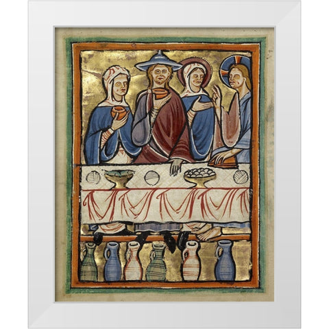 The Marriage at Cana White Modern Wood Framed Art Print by Illuminator, Unknown 12th Century English