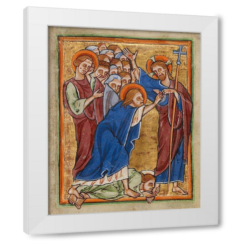 Doubting Thomas White Modern Wood Framed Art Print by Illuminator, Unknown 12th Century English