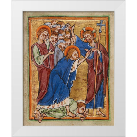 Doubting Thomas White Modern Wood Framed Art Print by Illuminator, Unknown 12th Century English