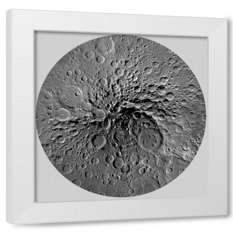 Unmarked Map of the Moon, South Pole White Modern Wood Framed Art Print by US Geological Survey
