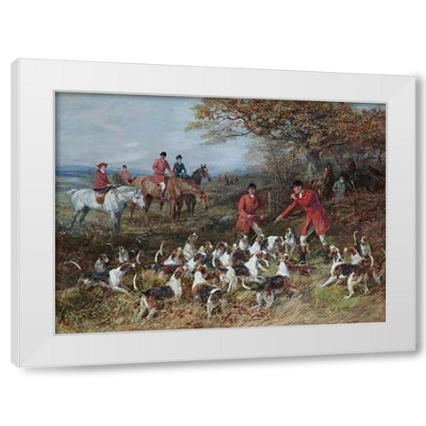 Hunters and Hounds White Modern Wood Framed Art Print by Hardy, Heywood