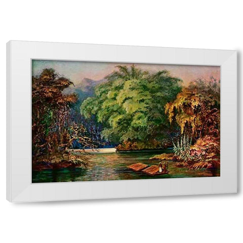 Riesenbambus von Ceylon Fahrt auf dem Schwarzen FluÃŸ Kalu Ganga White Modern Wood Framed Art Print by Haeckel, Ernst
