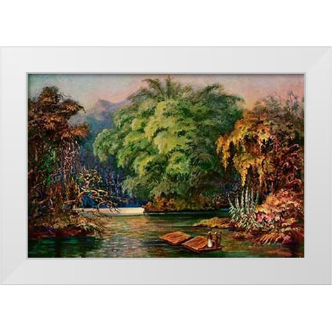 Riesenbambus von Ceylon Fahrt auf dem Schwarzen FluÃŸ Kalu Ganga White Modern Wood Framed Art Print by Haeckel, Ernst