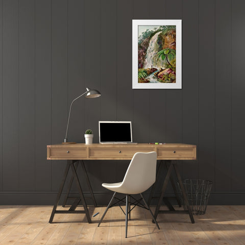 Wasserfall von TjiburMaps Am Vulkan Pangerango in Java White Modern Wood Framed Art Print by Haeckel, Ernst