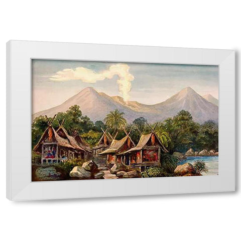 Vulkan Papandajan auf Java White Modern Wood Framed Art Print by Haeckel, Ernst