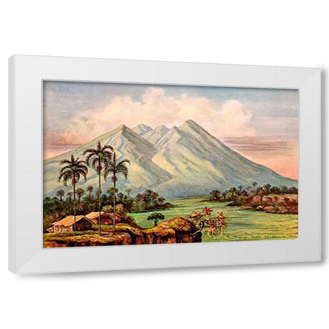 Der Vulkan Salak bei Buitenzorg White Modern Wood Framed Art Print by Haeckel, Ernst