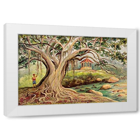 Gummibaum auf Java Ficus elastica in Buitenzorg White Modern Wood Framed Art Print by Haeckel, Ernst