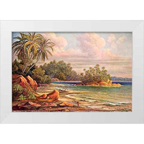 Cocos-Insel bei Belligemma (Gan-Duva) Ceylon White Modern Wood Framed Art Print by Haeckel, Ernst