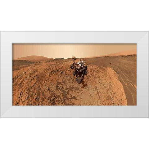 Curiosity Self-Portrait at Mojave Site on Mount Sharp White Modern Wood Framed Art Print by Curiosity