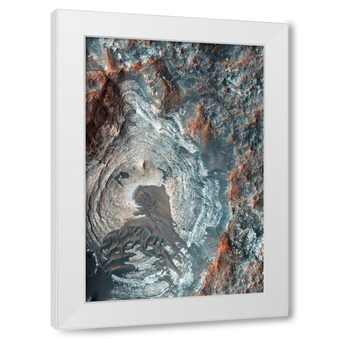 Mars HiRISE - Surface Layers and Dark Dunes White Modern Wood Framed Art Print by NASA