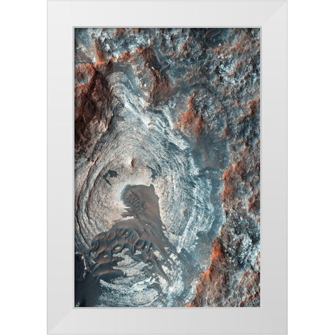 Mars HiRISE - Surface Layers and Dark Dunes White Modern Wood Framed Art Print by NASA