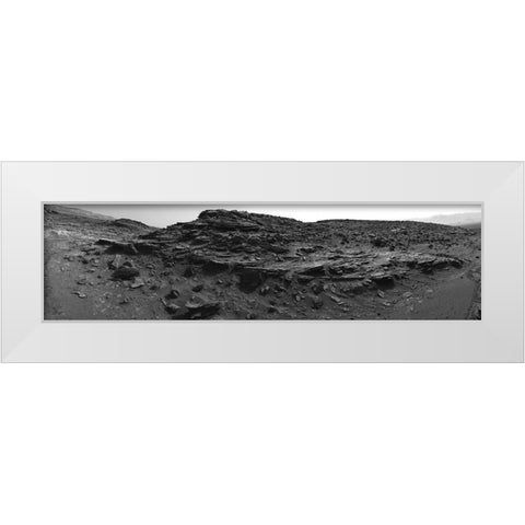 Mars Gale Crater - Panoramic Mosaic, July 17, 2015 White Modern Wood Framed Art Print by NASA