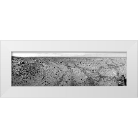 Mars Gale Crater with Tire Tracks - Panoramic Mosaic, August 15, 2014 White Modern Wood Framed Art Print by NASA